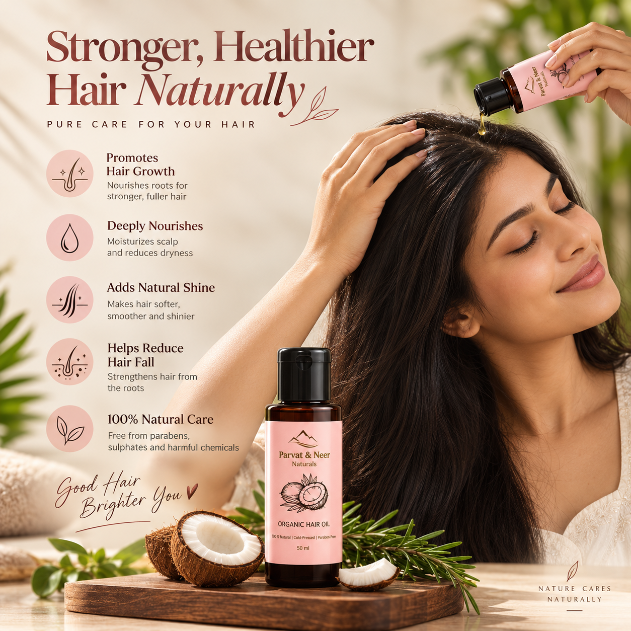 Parvat & Neer Organic Hair Oil – 100% Natural, Cold-Pressed & Paraben-Free